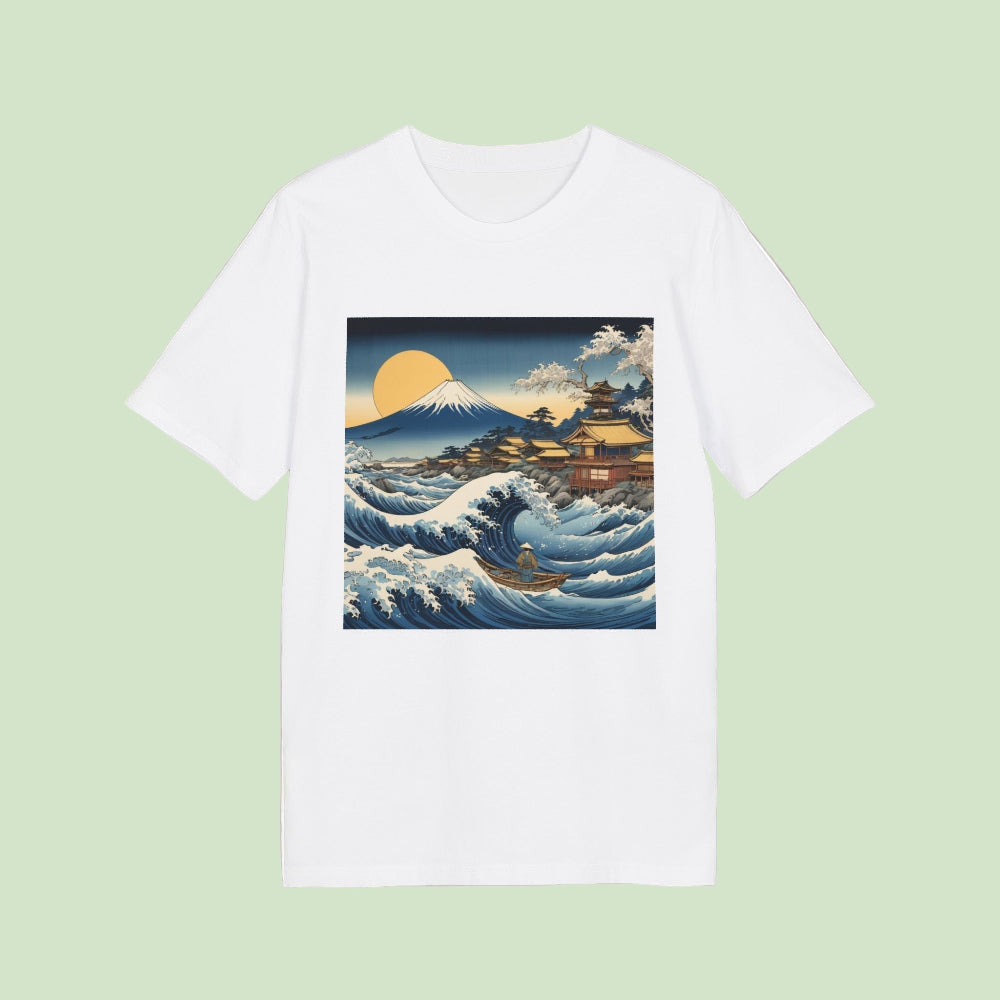 camiseta-organica-blanca-con-diseño-gran-ola-japonesa-hokusai-aunti