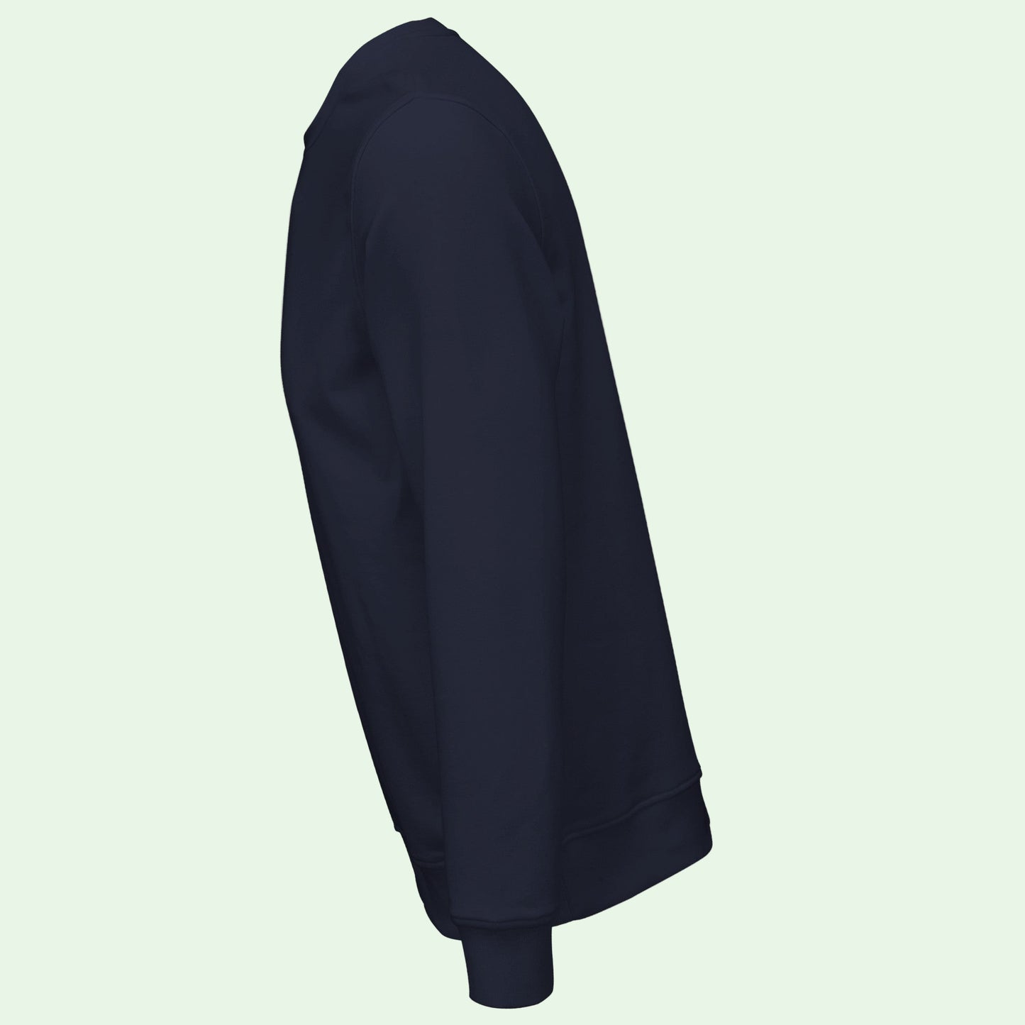 vista izquierda de sudadera ecologica unisex azul marino