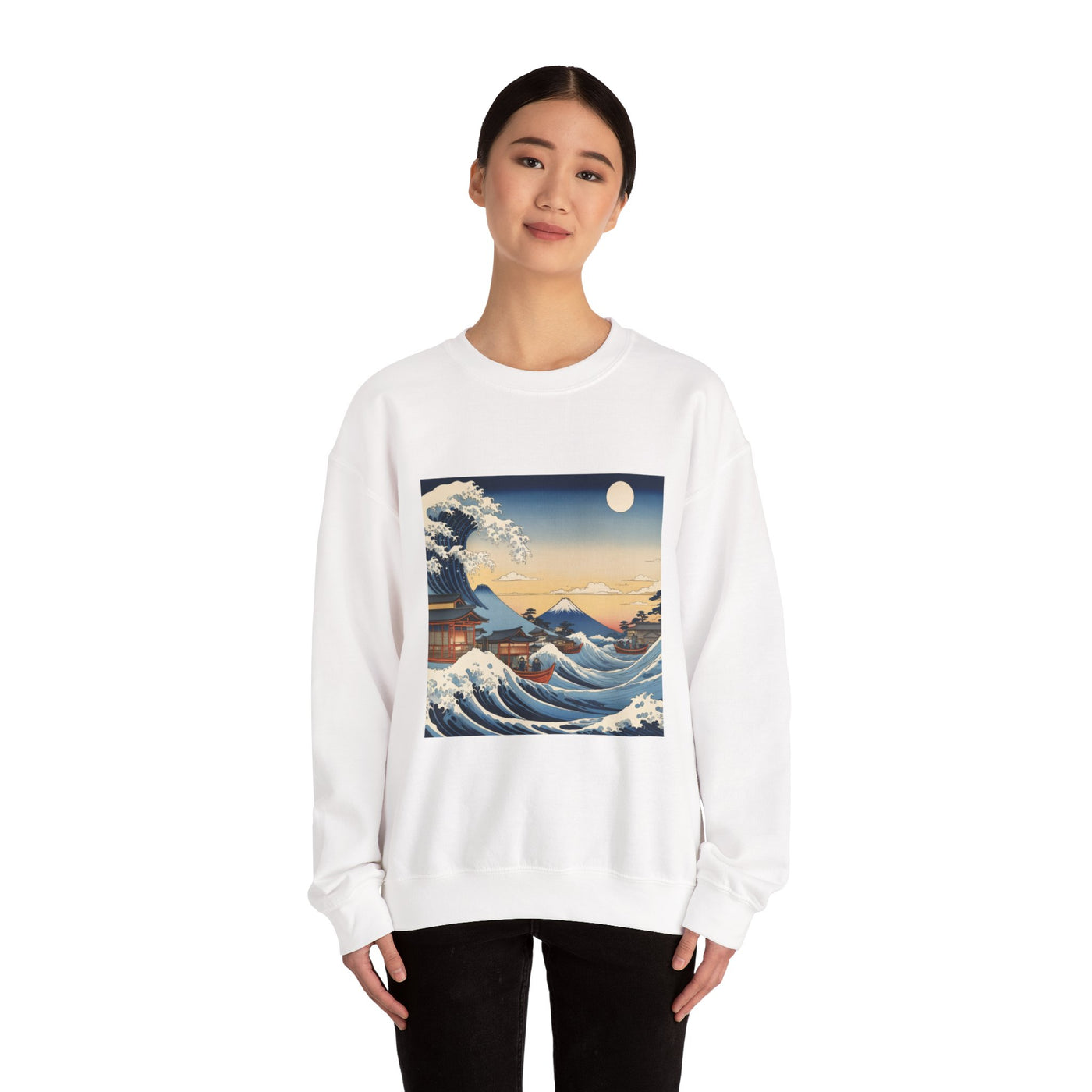 Sudadera de cuello redondo Great Wave - Estilo Ukiyo-e de Hokusai
