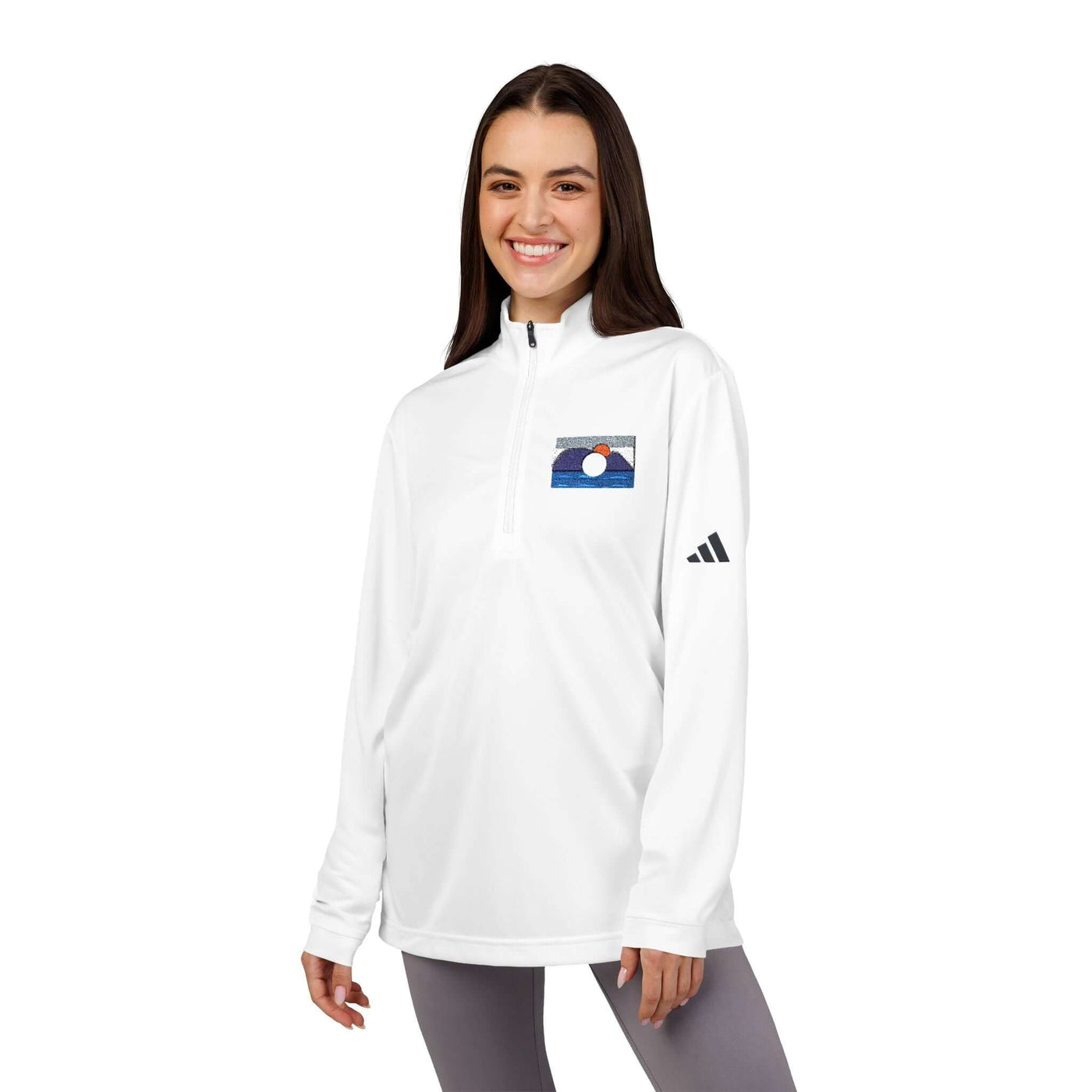 Sudadera Mujer  Adidas® con Cremallera 1/4 y Bordado