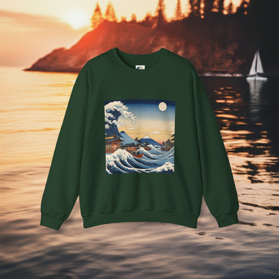 Sudadera de cuello redondo Great Wave - Estilo Ukiyo-e de Hokusai