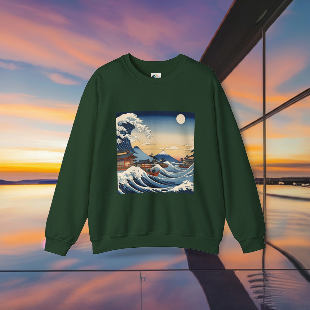 Sudadera de cuello redondo Great Wave - Estilo Ukiyo-e de Hokusai