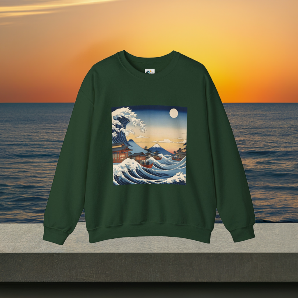 Sudadera de cuello redondo Great Wave - Estilo Ukiyo-e de Hokusai