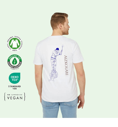 gots certified organic tee with aizkolari design back by Aunti