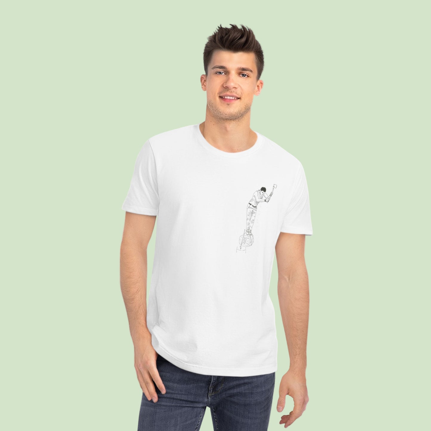 organic-white-t-shirt-with-aizkolari-lumberjack-design-front-and-back by Aunti