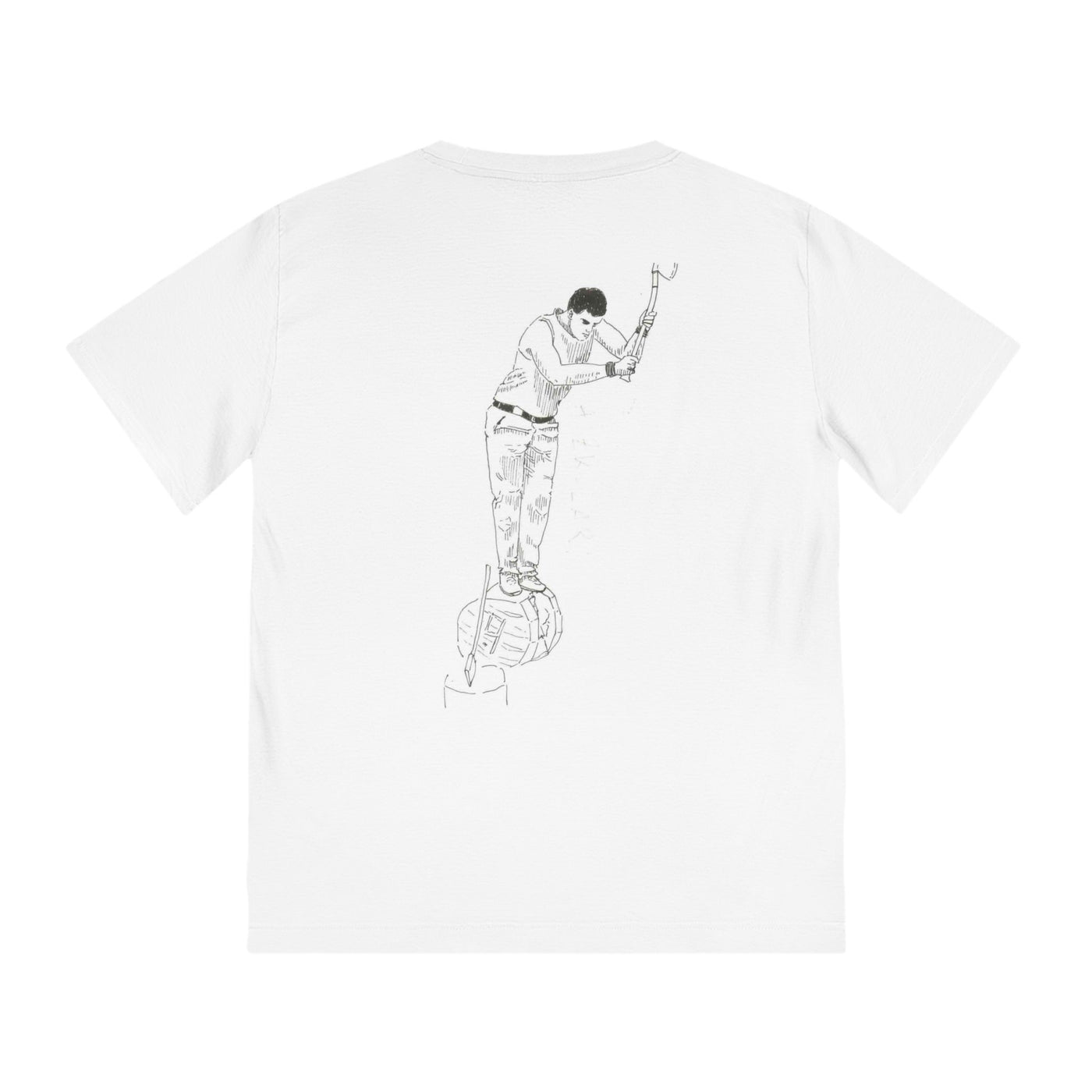 white organic tee with aizkolari back design in black