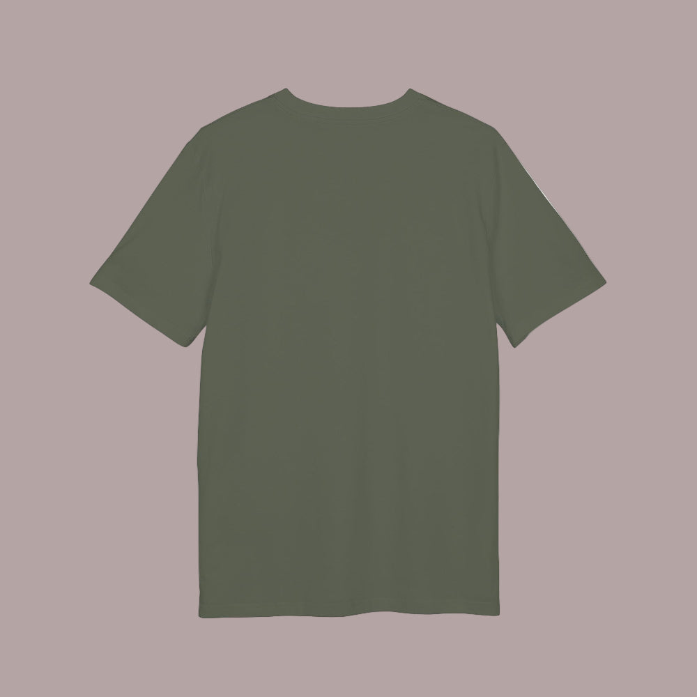 camiseta organica de color verde vista espalda