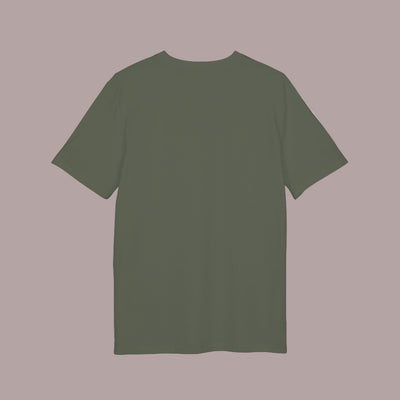 camiseta organica de color verde vista espalda