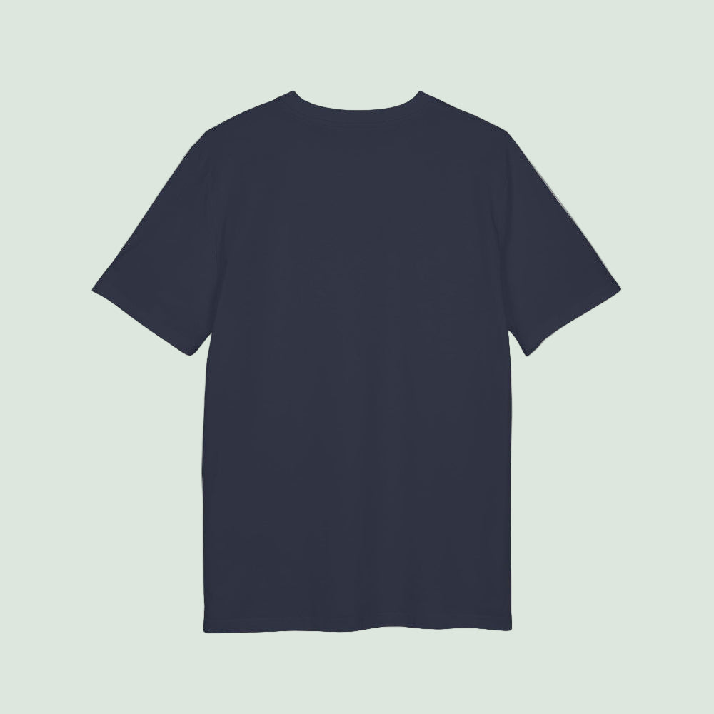 camiseta organica certificada gots  azul marina espalda