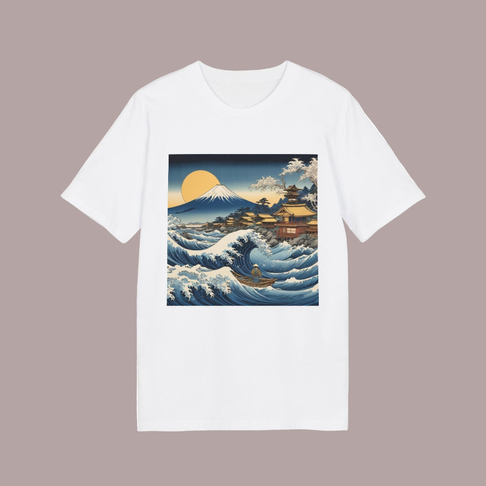 camiseta-organica-blanca-con-diseño-gran-ola-japonesa-hokusai-aunti