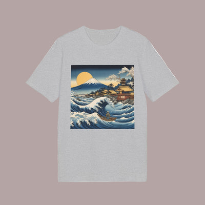 camiseta sostenible ecológica con diseño de la gran ola japonesa de hokusai by aunti