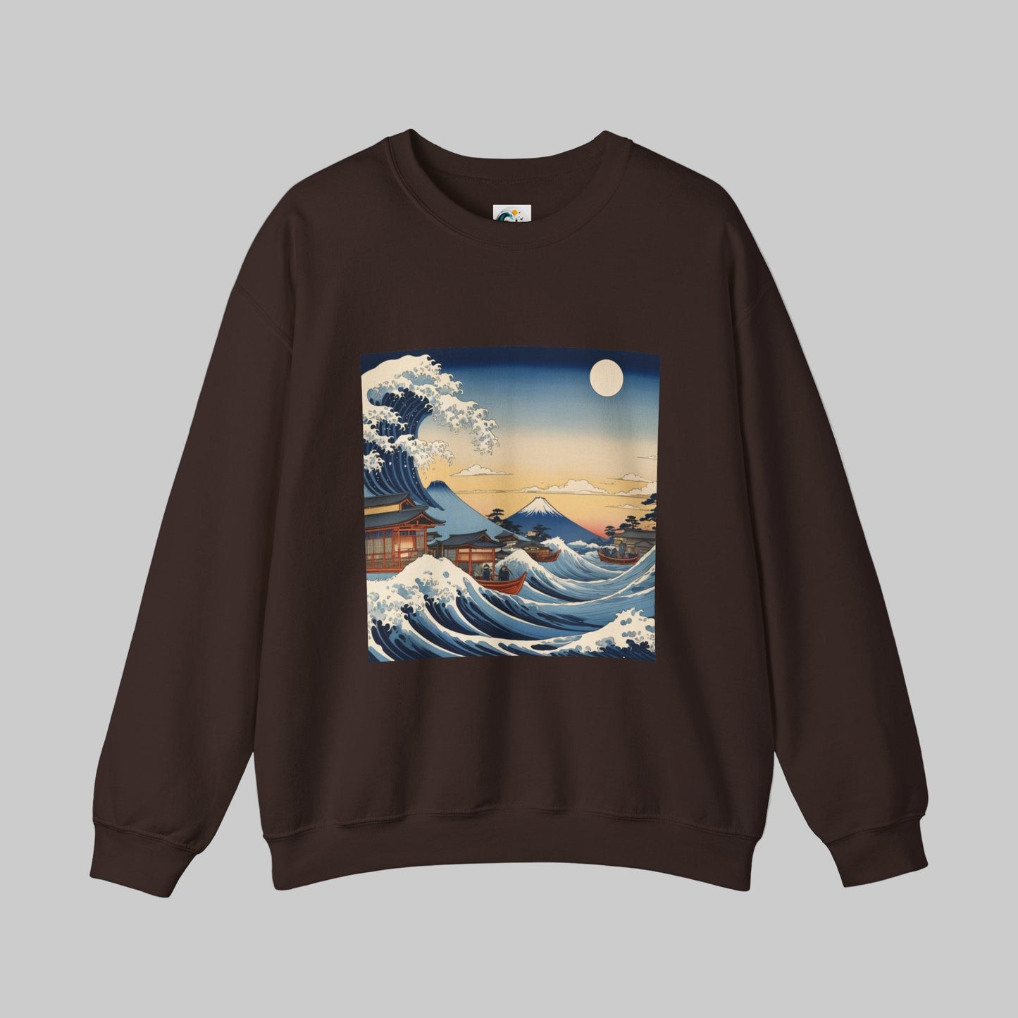 great japanese wave crewneck sweatshirt with front design by AUNTI