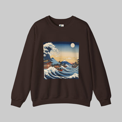 great japanese wave crewneck sweatshirt with front design by AUNTI