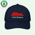 organic baseball cap in navy blue with getaria mouse embrodery front by Aunti