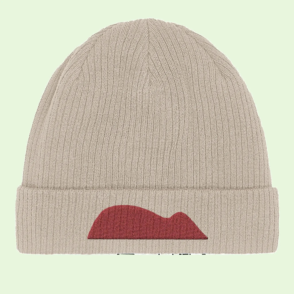 organic cotton beanie with raton de getaria embroidered design by Aunti