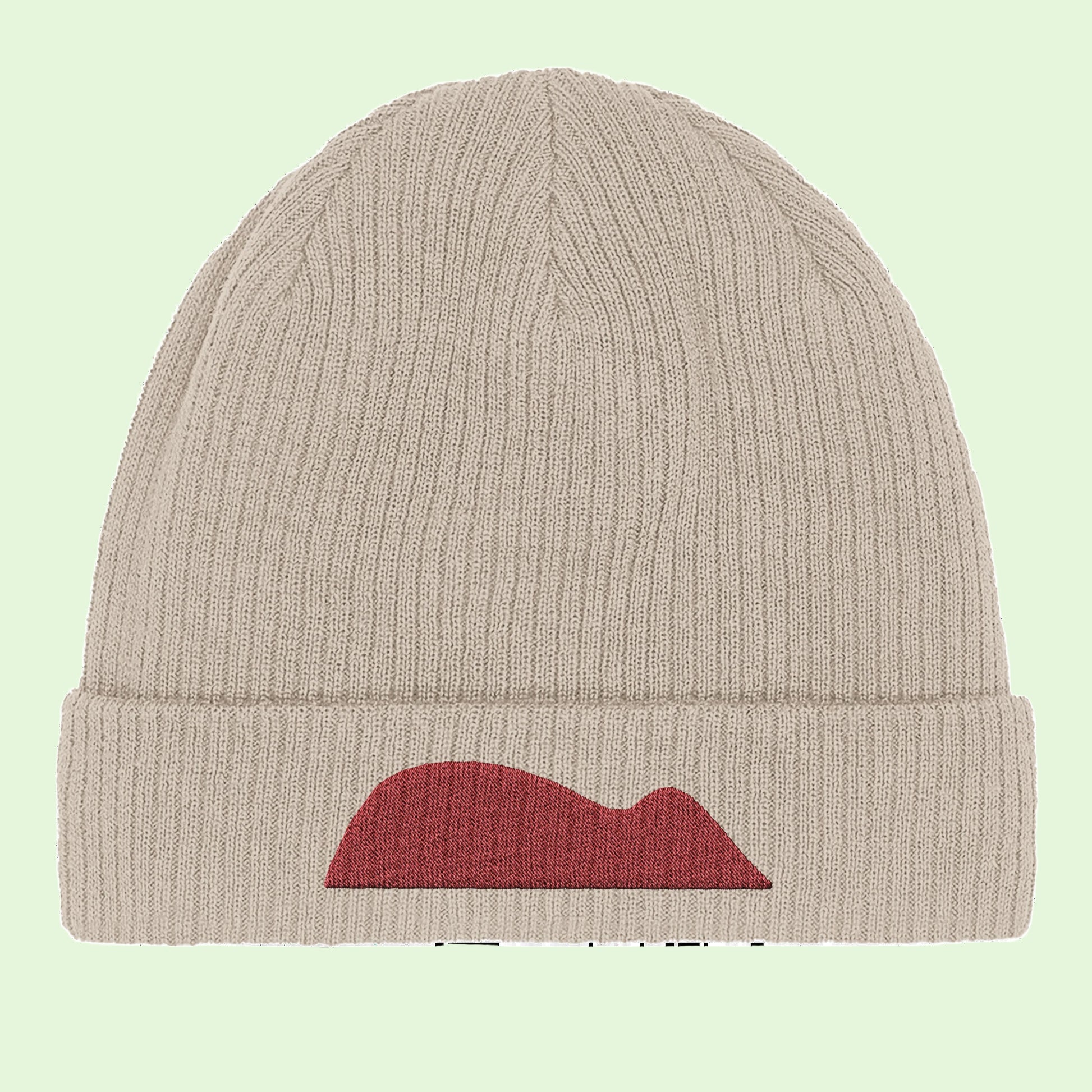 organic cotton beanie with raton de getaria embroidered design by Aunti