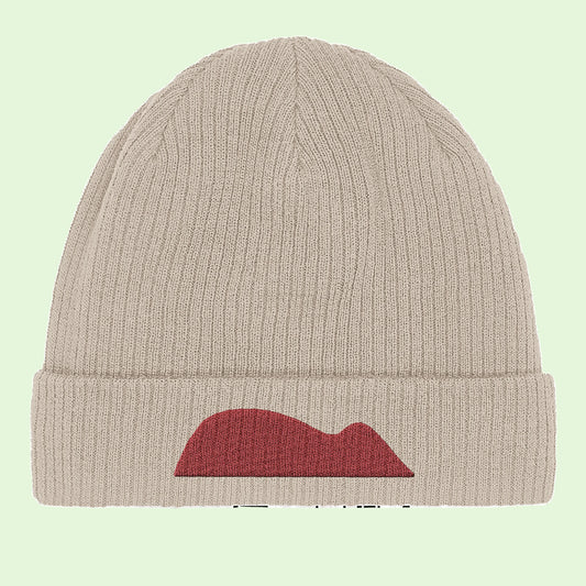 organic cotton beanie with raton de getaria embroidered design by Aunti
