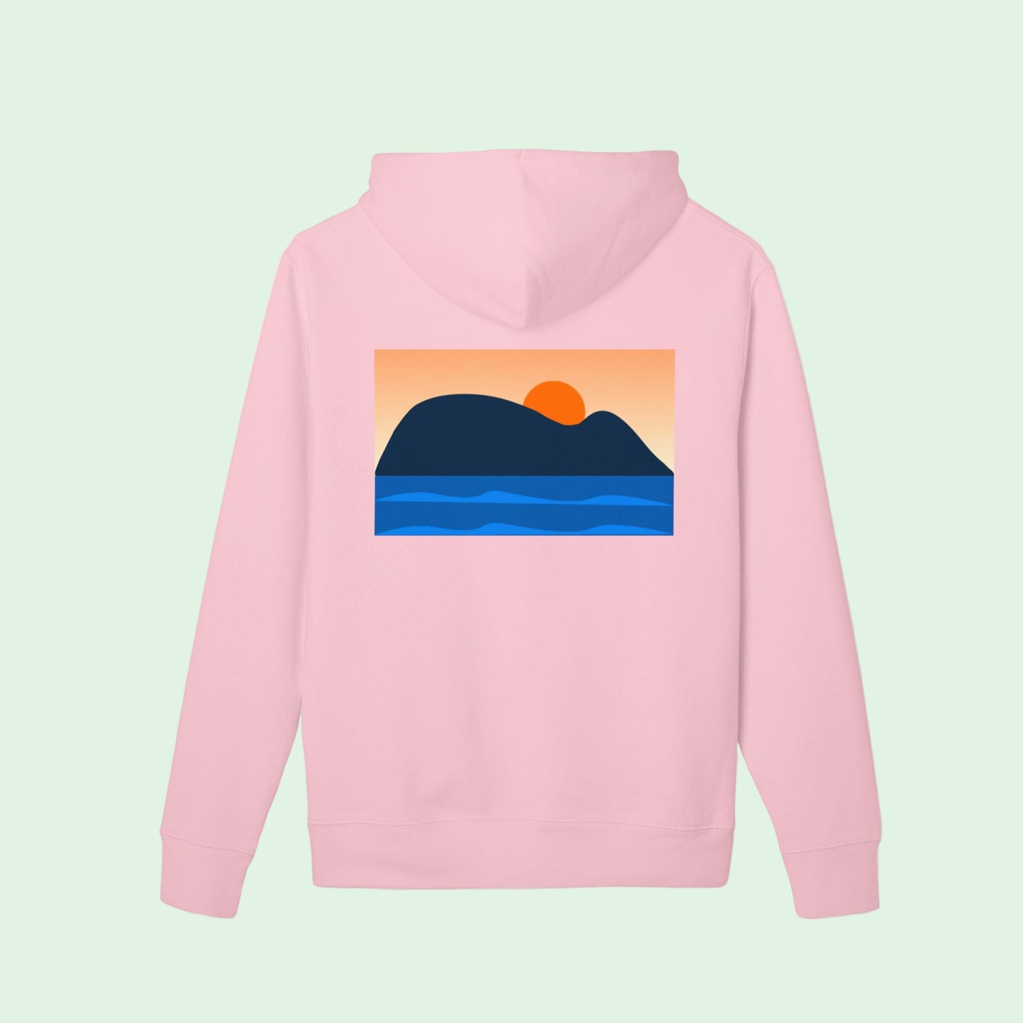 organic hoodie gots certified in pink with raton of getaria back design by Aunti