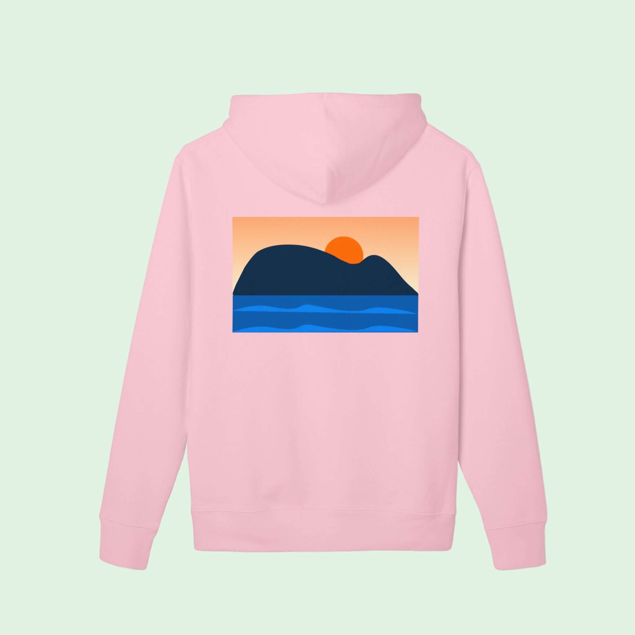 organic hoodie gots certified in pink with raton of getaria design back by Aunti