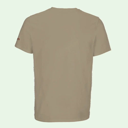 Camiseta de algodón orgánico caqui, vista trasera