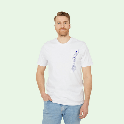 white organic tee shirt with aizkolari front design by AUNTI