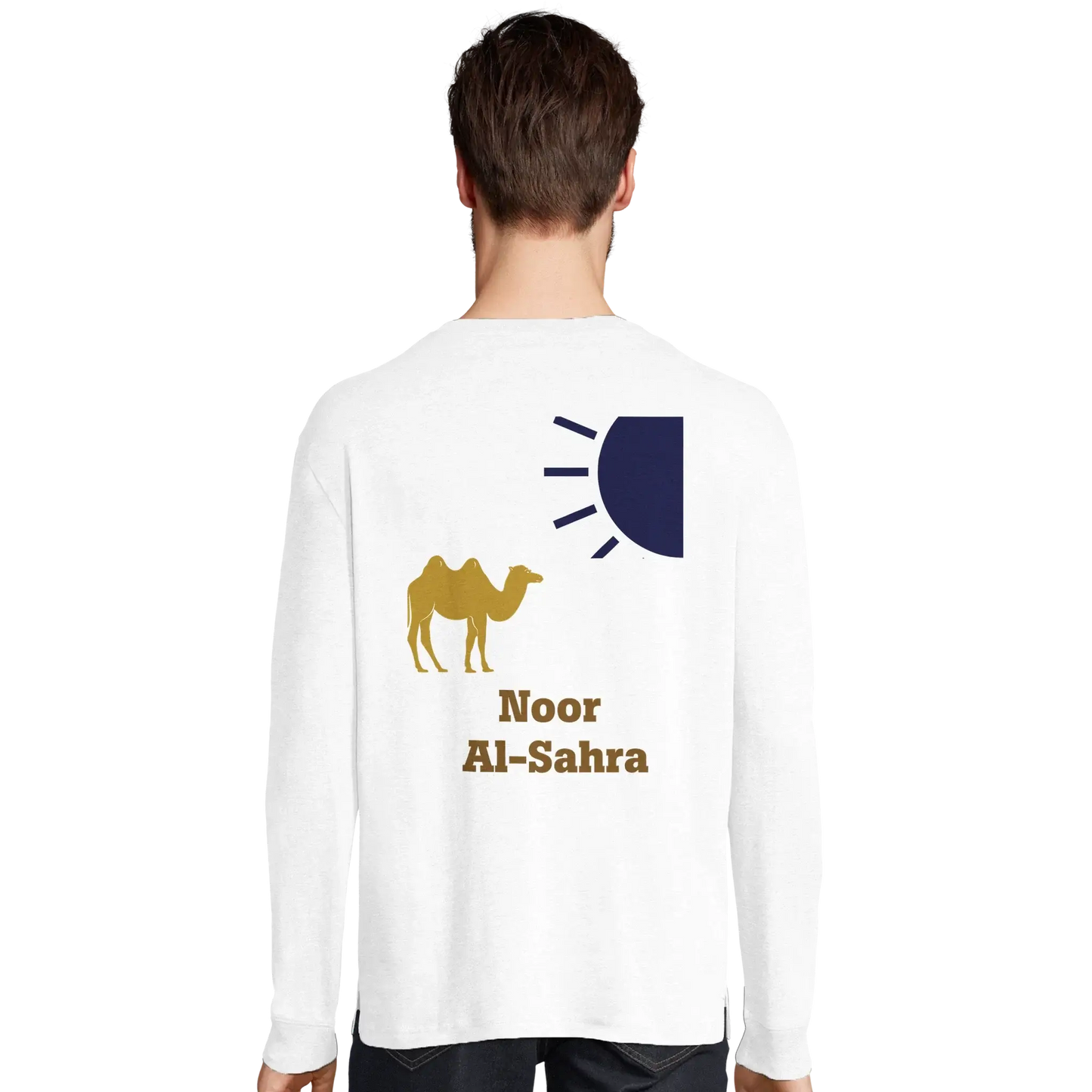 organic tee in white with noor al sahra design