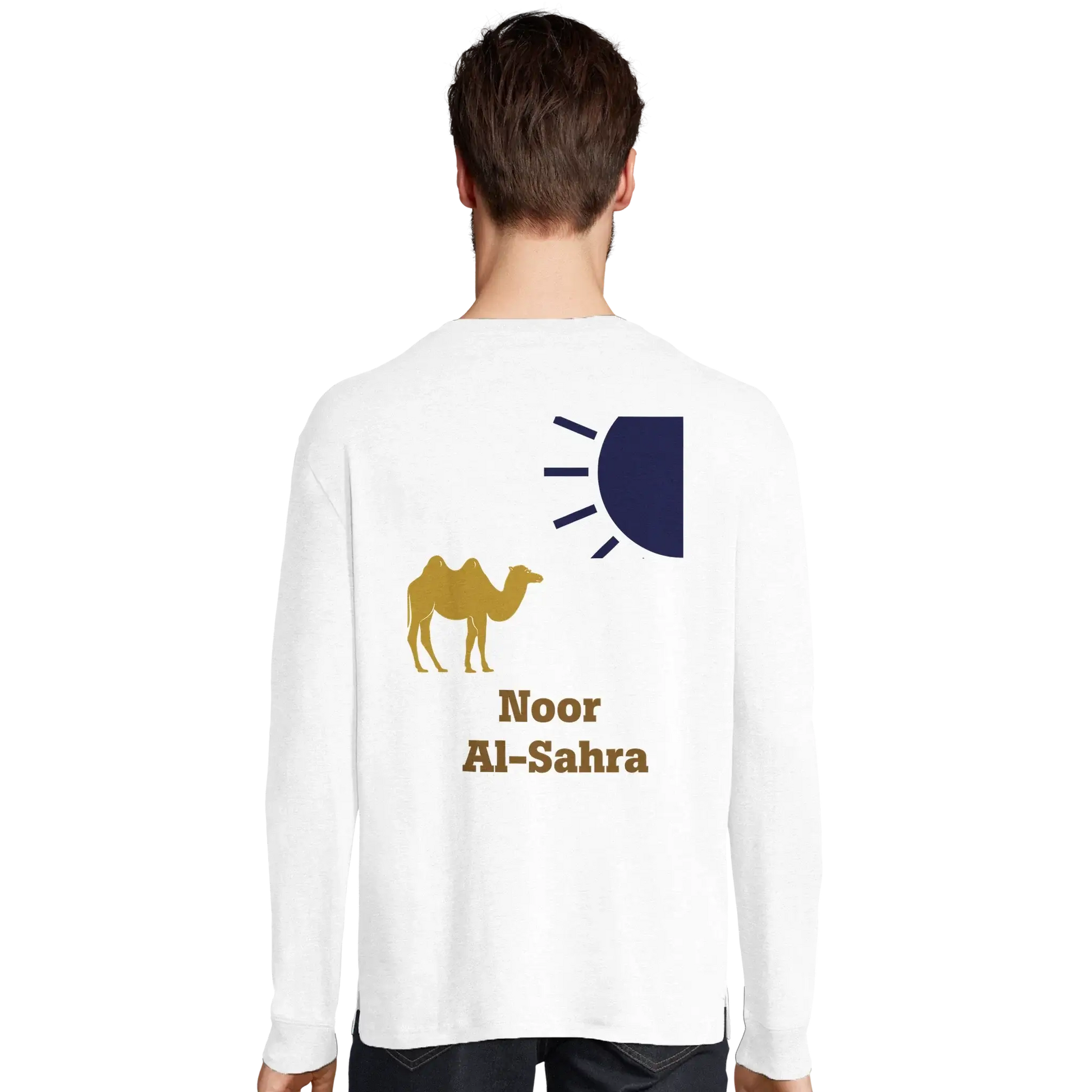 organic tee in white with noor al sahra design