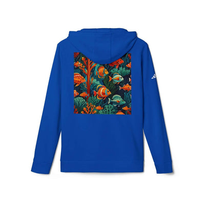 Brand hoodie customized by Vexora Apparel with corals and tropical fish