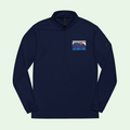 Front Navy quarter zip adidas sweater raton de getaria embrodery on left chest by Aunti