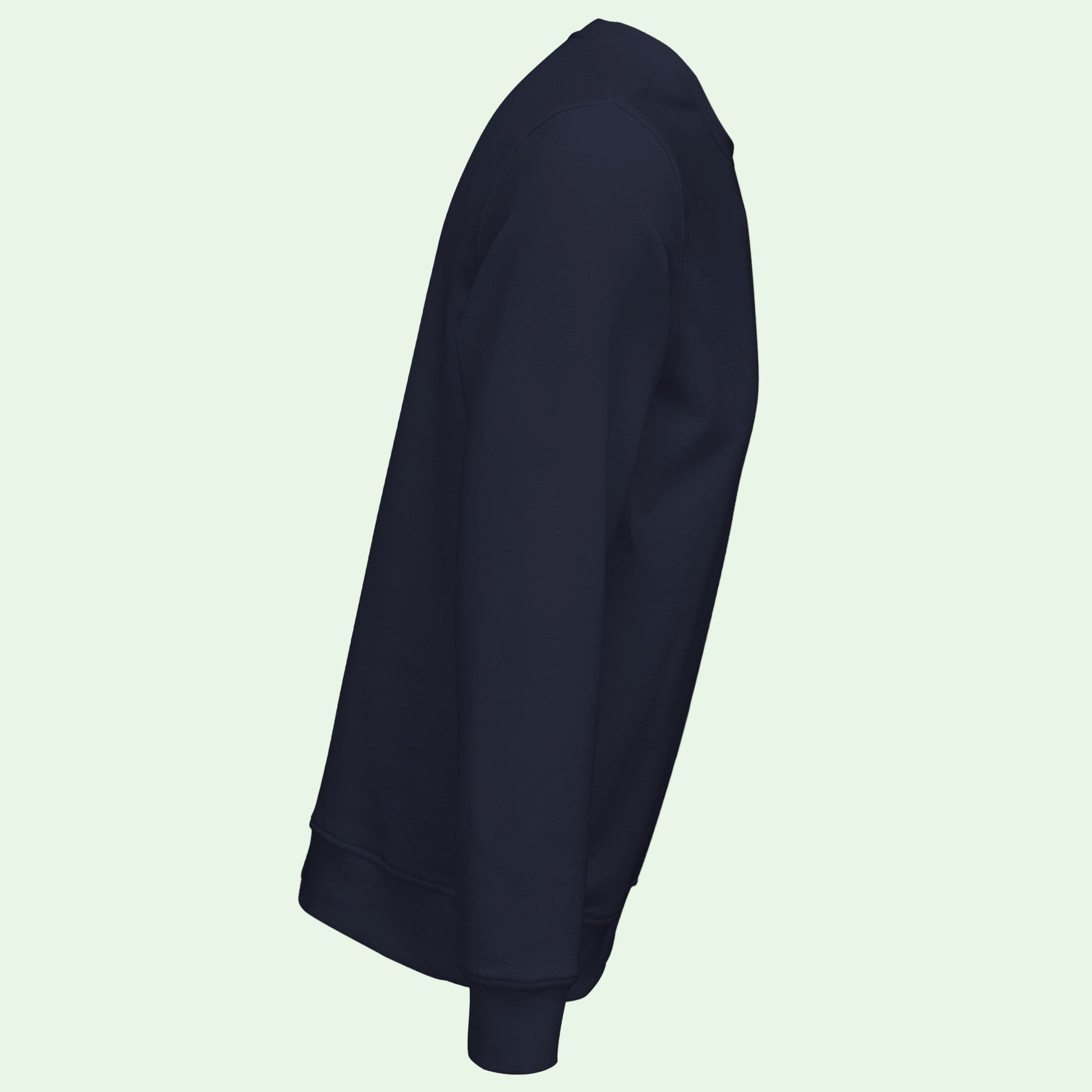 vista derecha de sudadera ecologica azul marino 