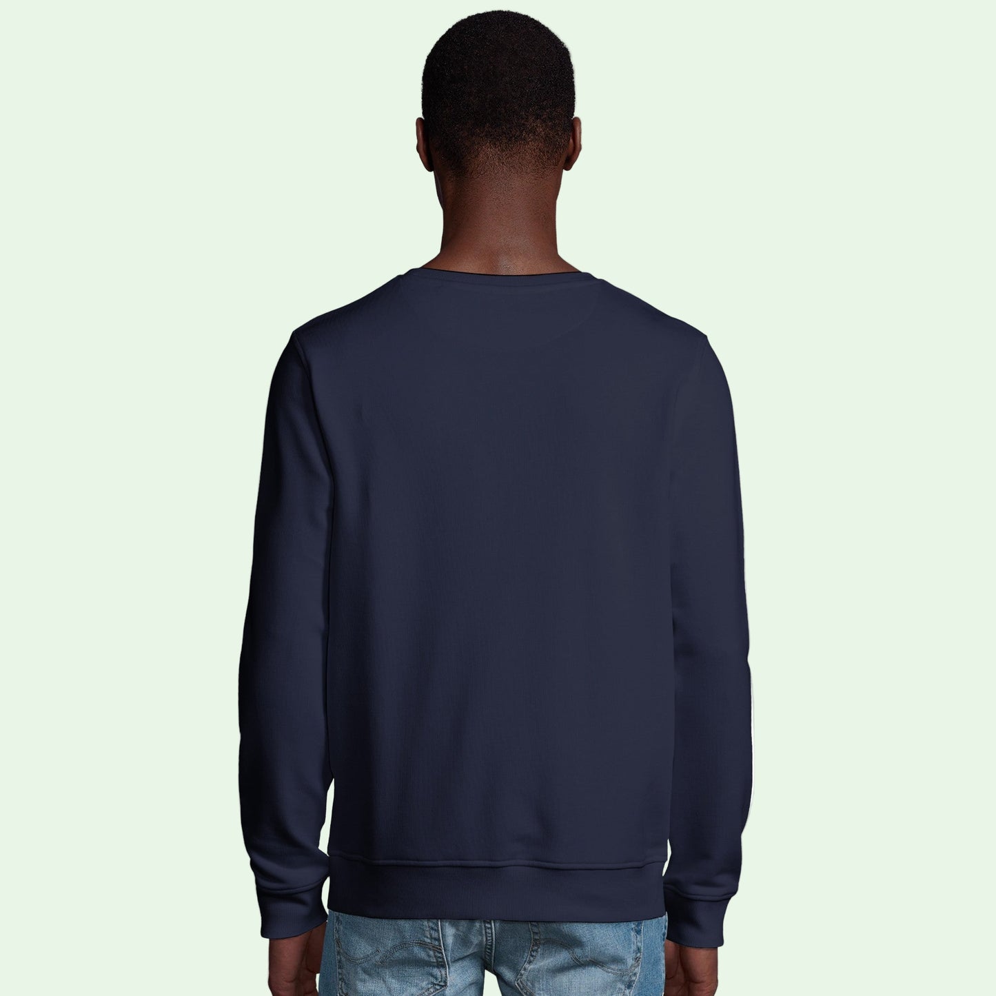 sudadera ecologica unisex azul marino espalda