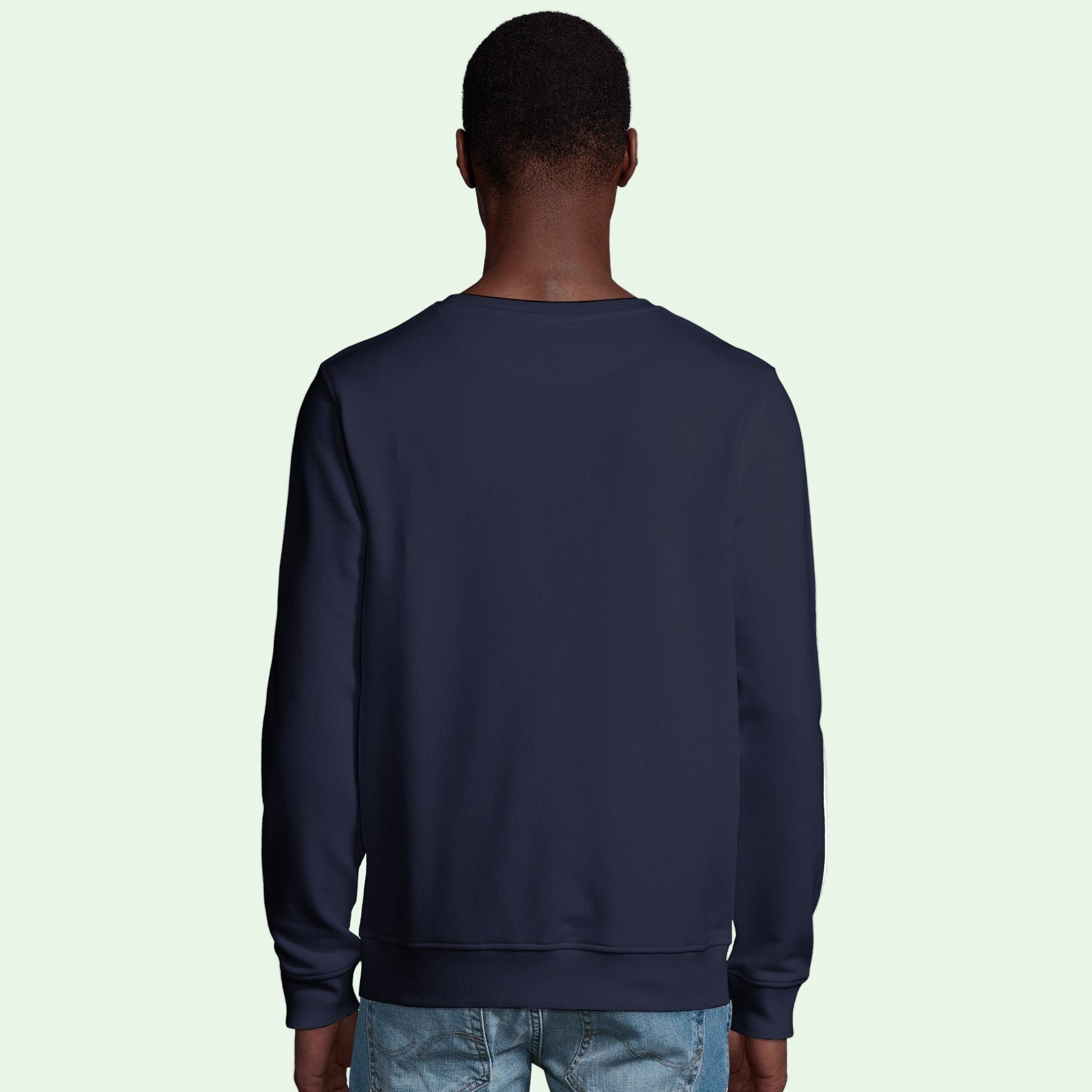 sudadera ecologica unisex azul marino espalda