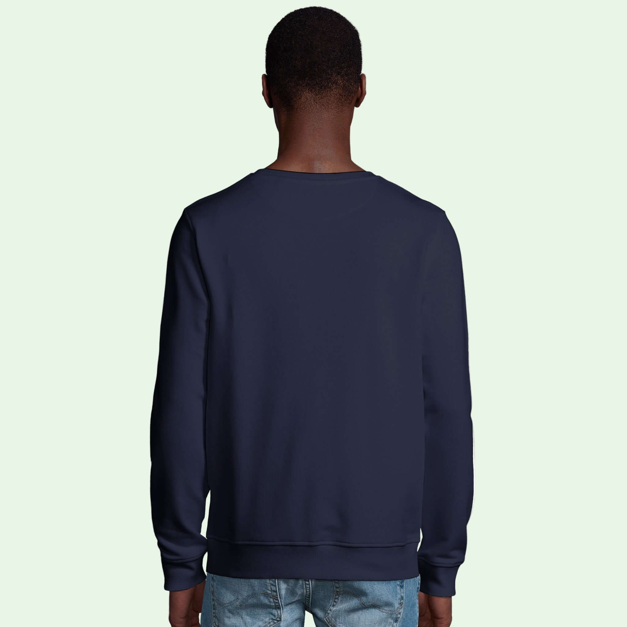 sudadera ecologica unisex azul marino espalda