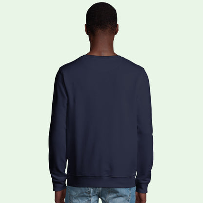 sudadera ecologica unisex azul marino espalda