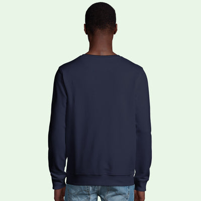 sudadera ecologica unisex azul marino espalda