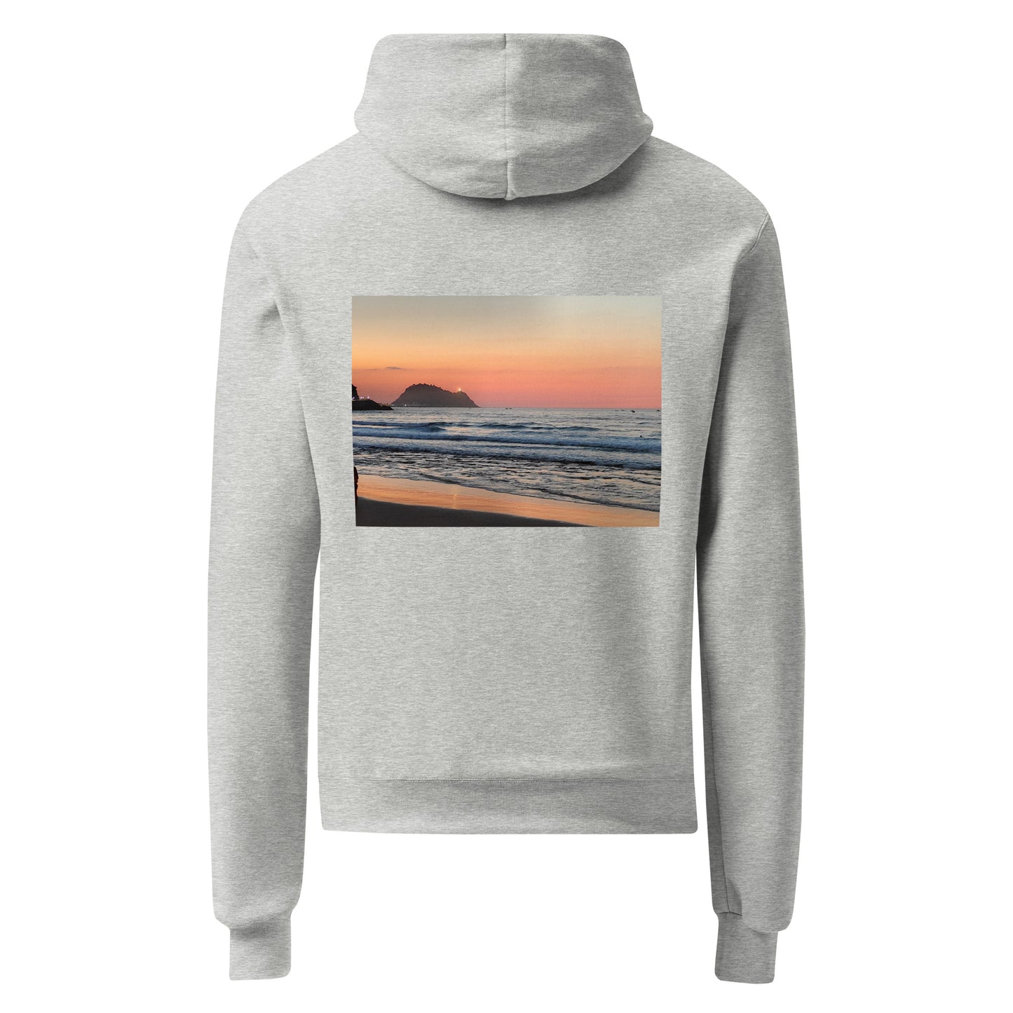 sudadera champion diseño trasero atardecer en Raton Getaria