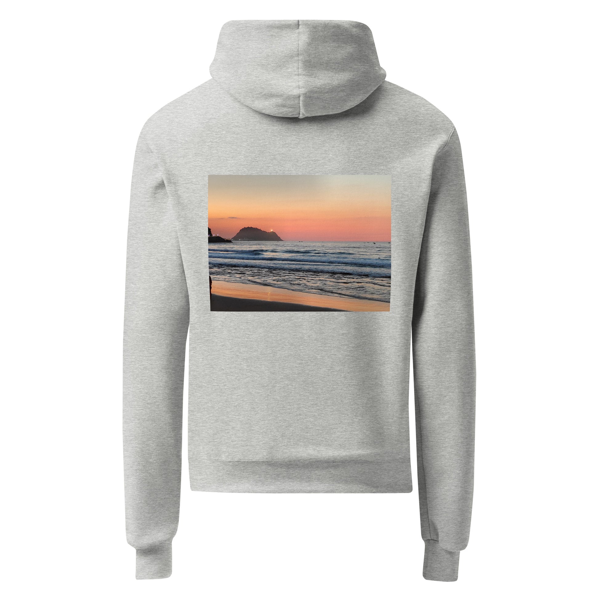 sudadera champion diseño trasero atardecer en Raton Getaria