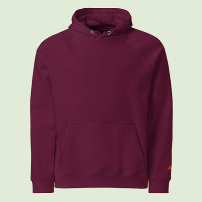 unisex eco hoodie in burgundy front