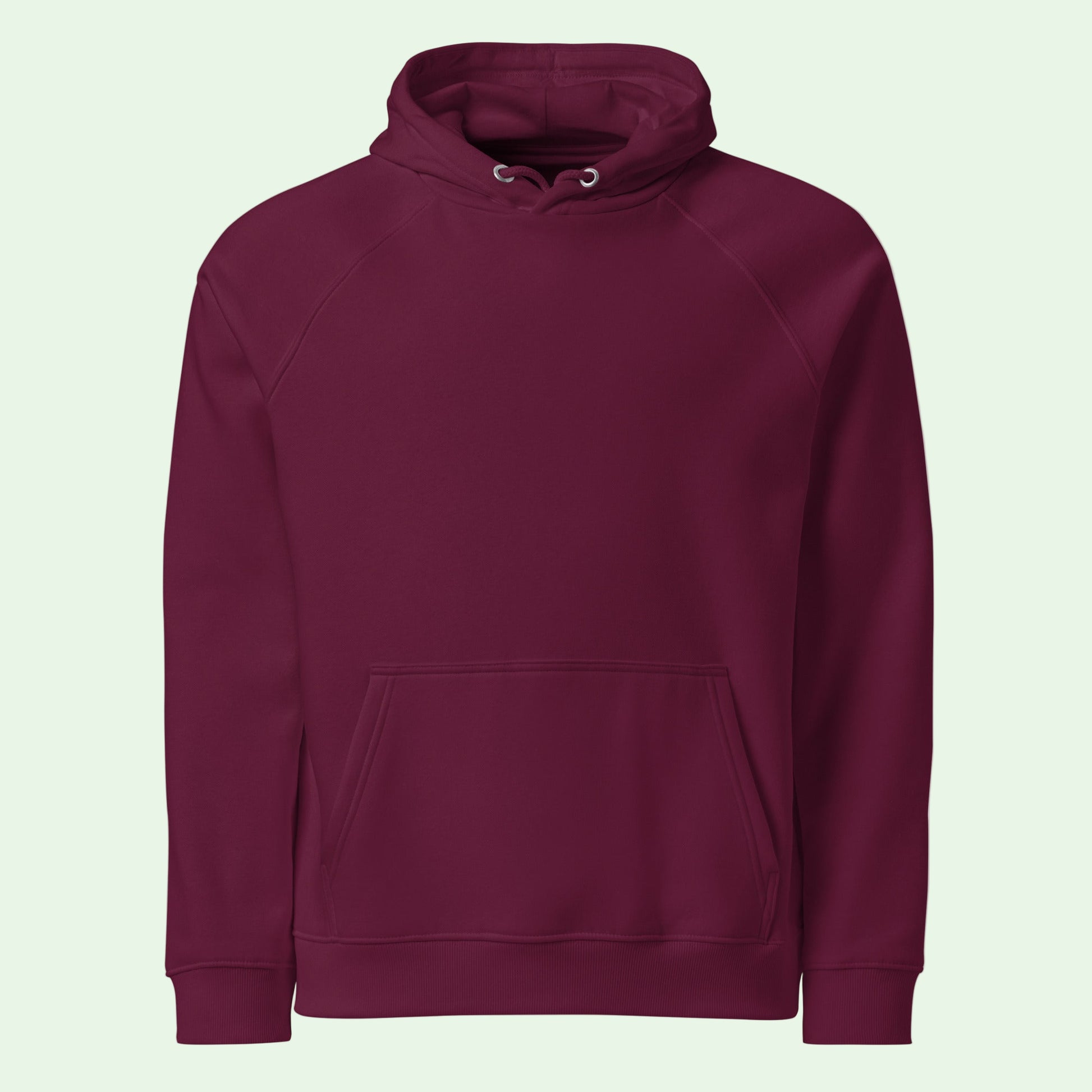 burgundy unisex eco ranglan hoodie front by Aunti