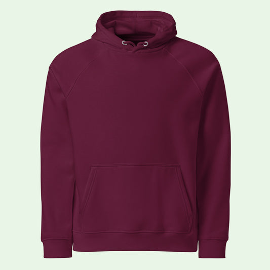burgundy unisex eco ranglan hoodie front by Aunti