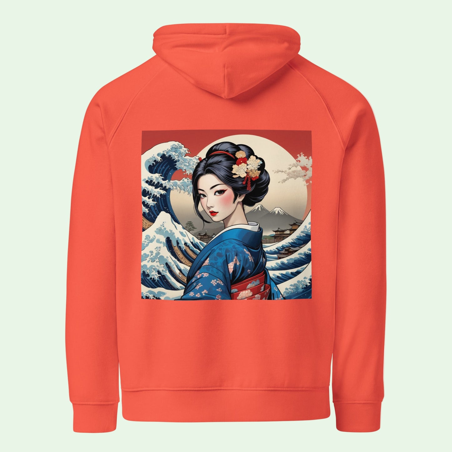 organic-coral-geisha-hoodie by Aunti