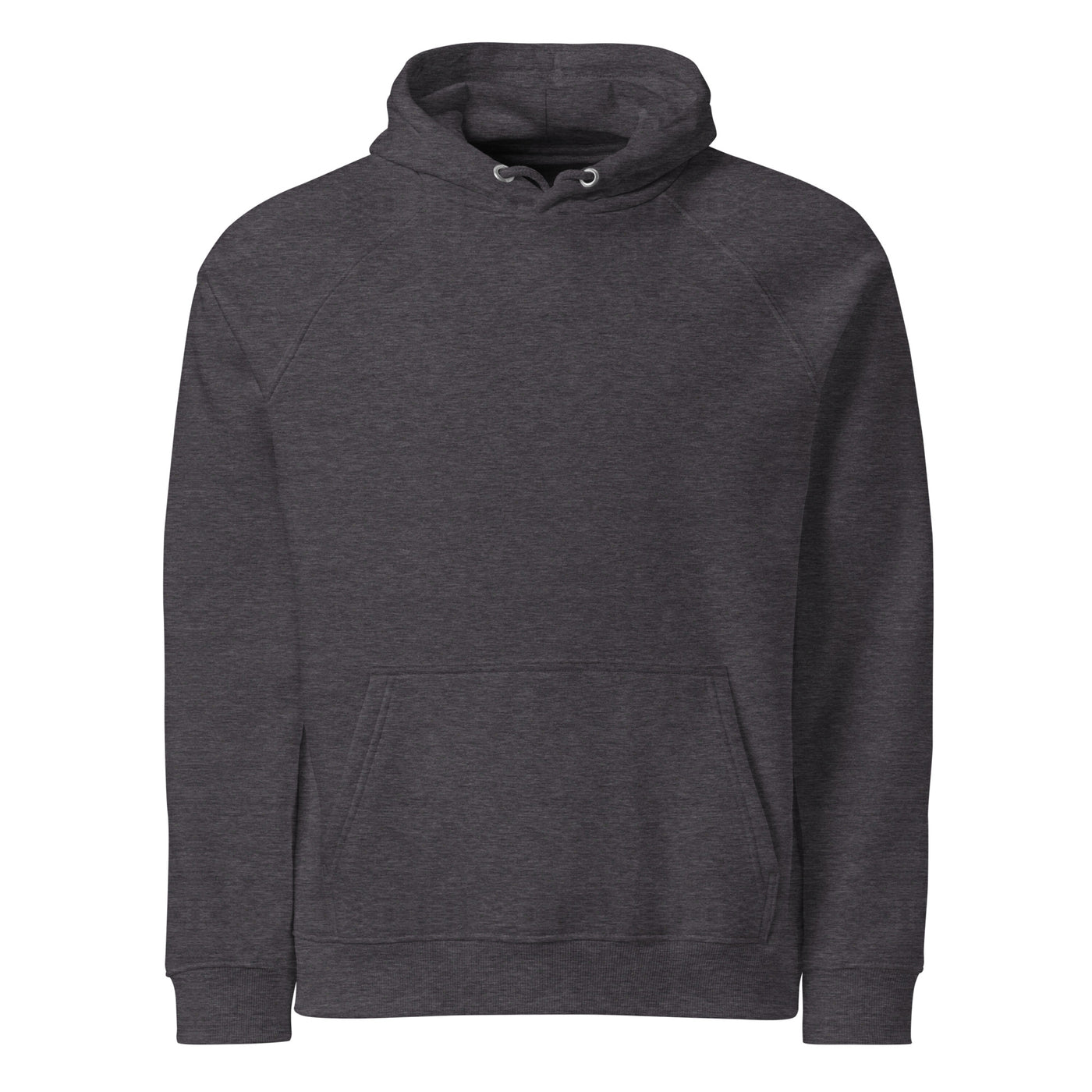 unisex eco ranglan hoodie charcoal front