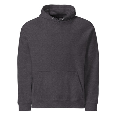 unisex eco ranglan hoodie charcoal front