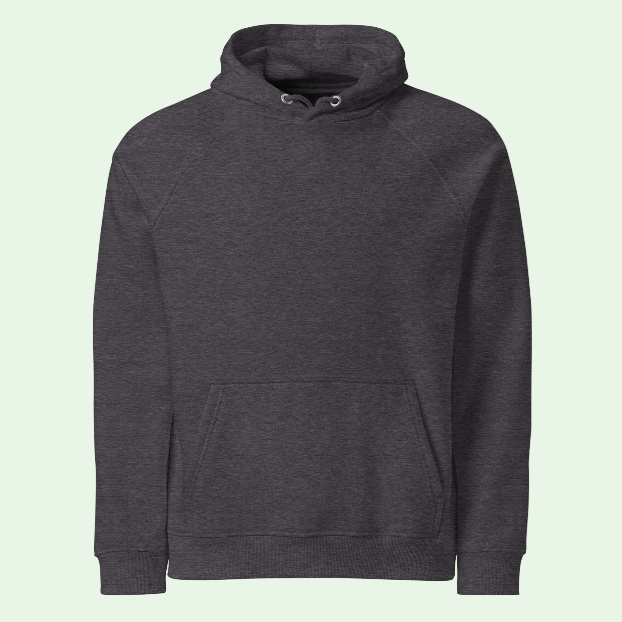 unisex eco ranglan hoodie charcoal front by Aunti