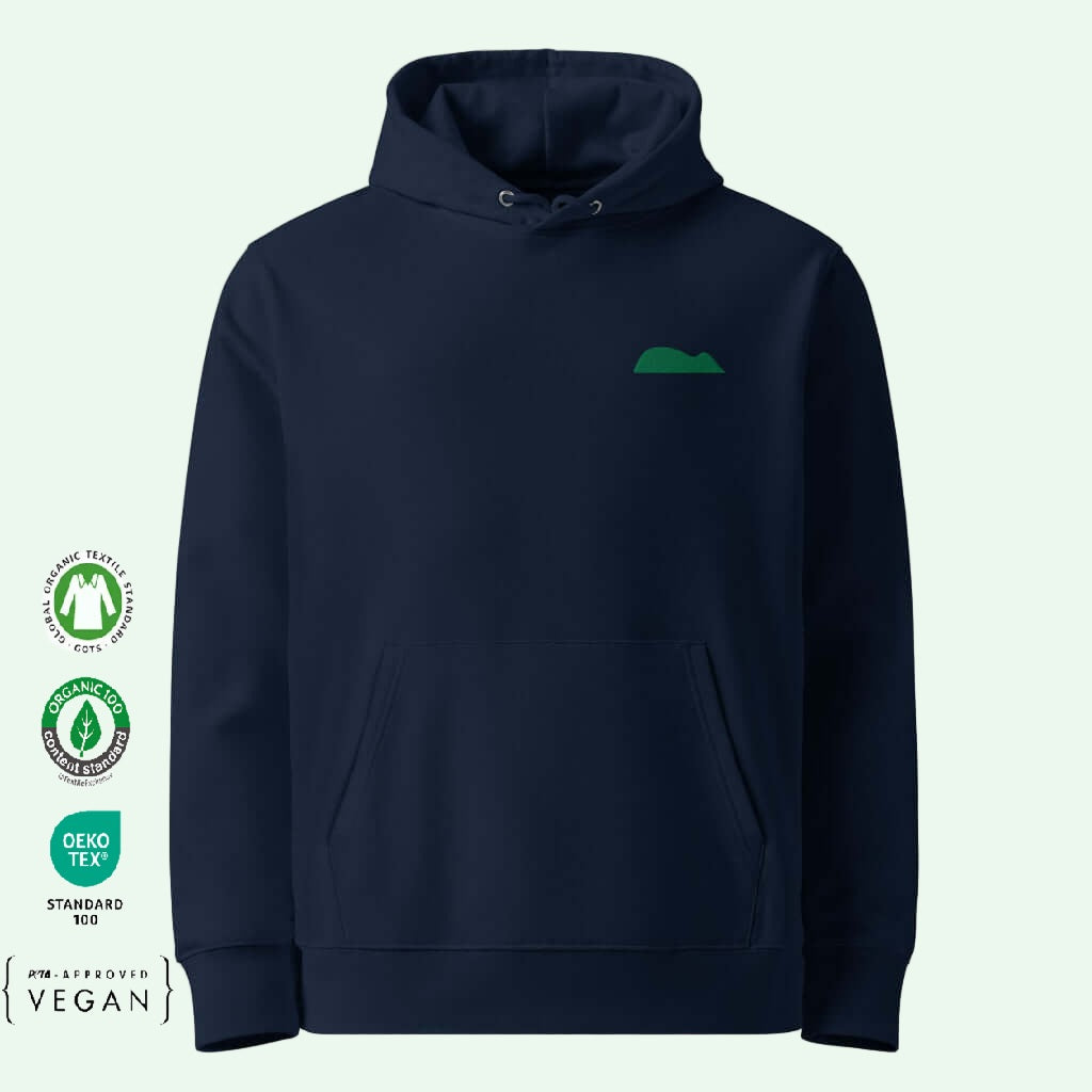 Sudadera Ecológica con capucha Unisex Ratón Verde bordado