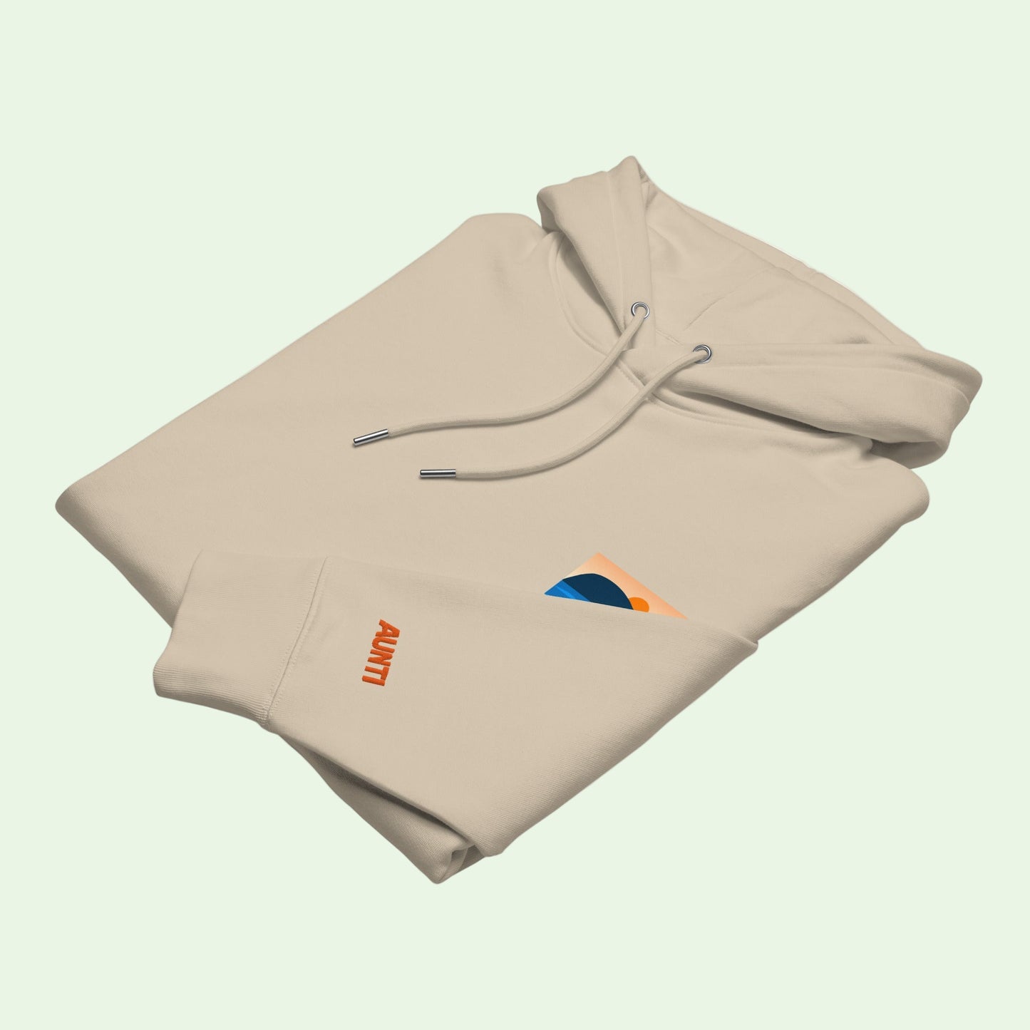 unisex eco hoodie in desert dust folded 