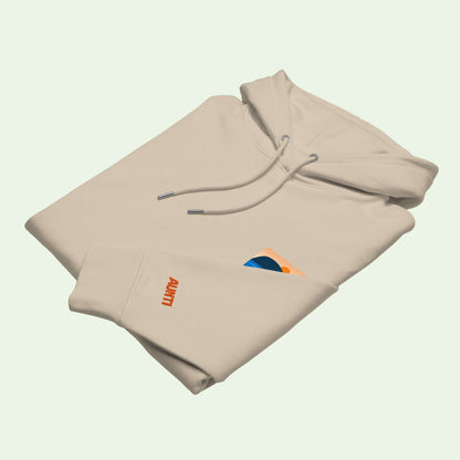 unisex eco hoodie in desert dust folded 
