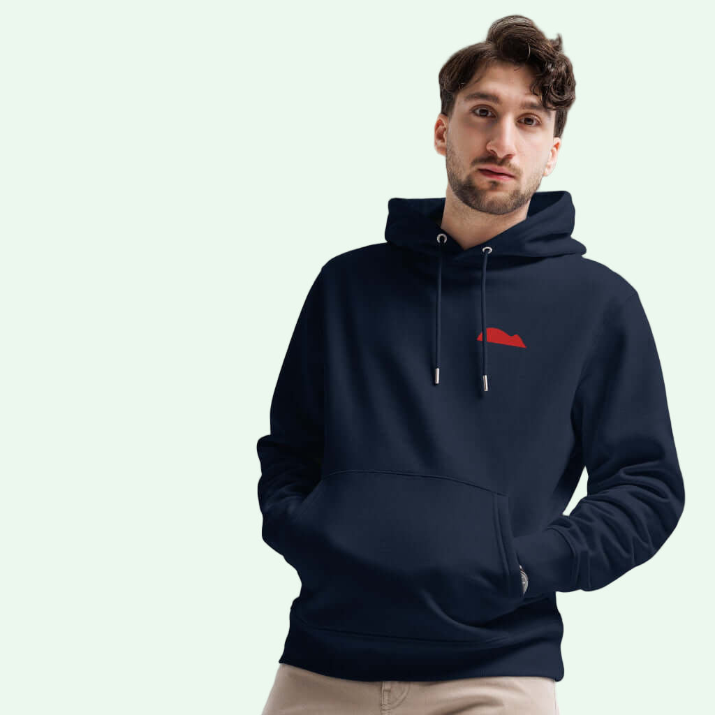 unisex-eco.hoodie-french-navy-mouse-in-red-embrodery by Aunti