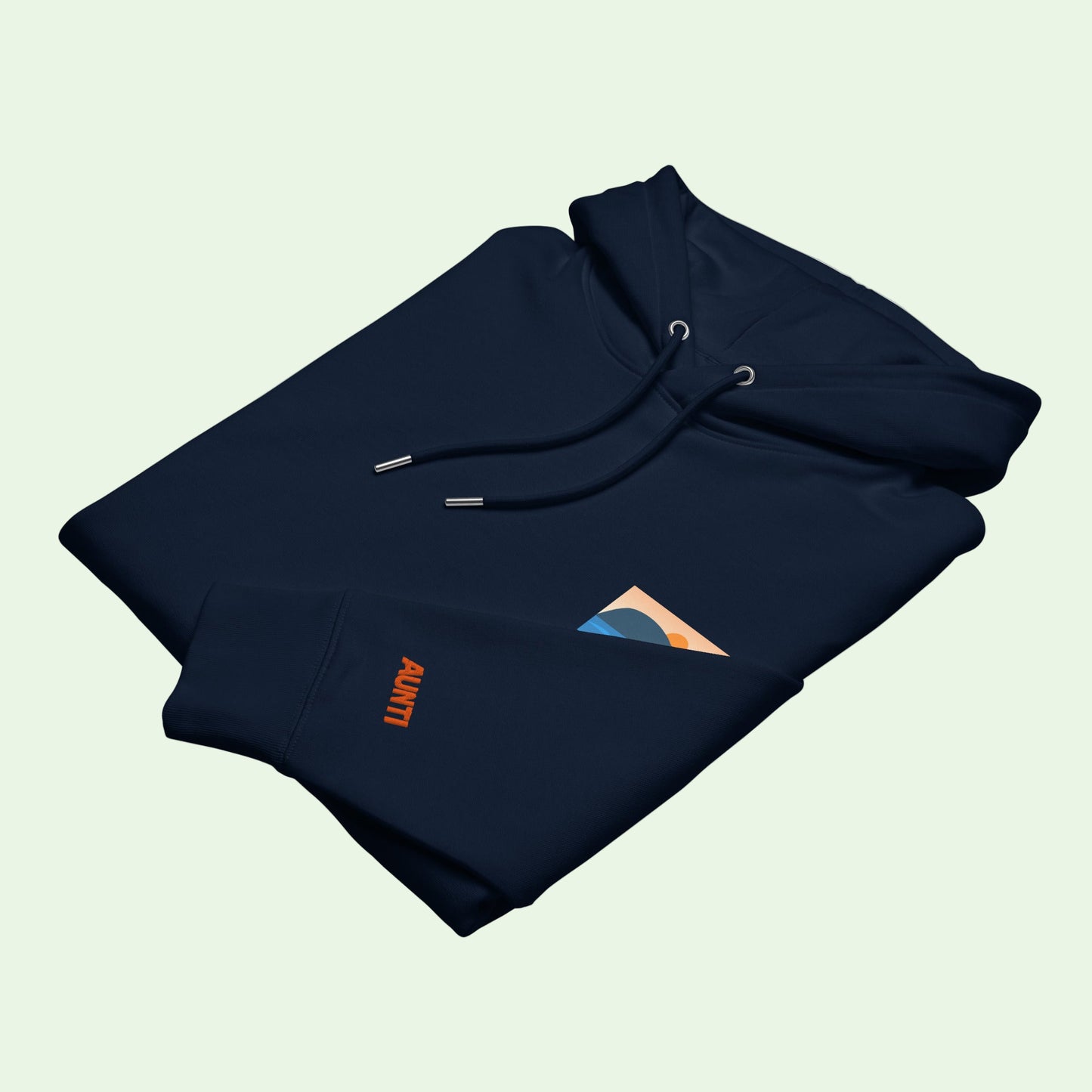 unisex eco hoodie french navy folded details