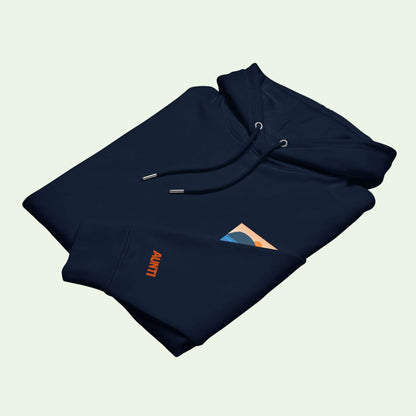 unisex eco hoodie french navy folded details